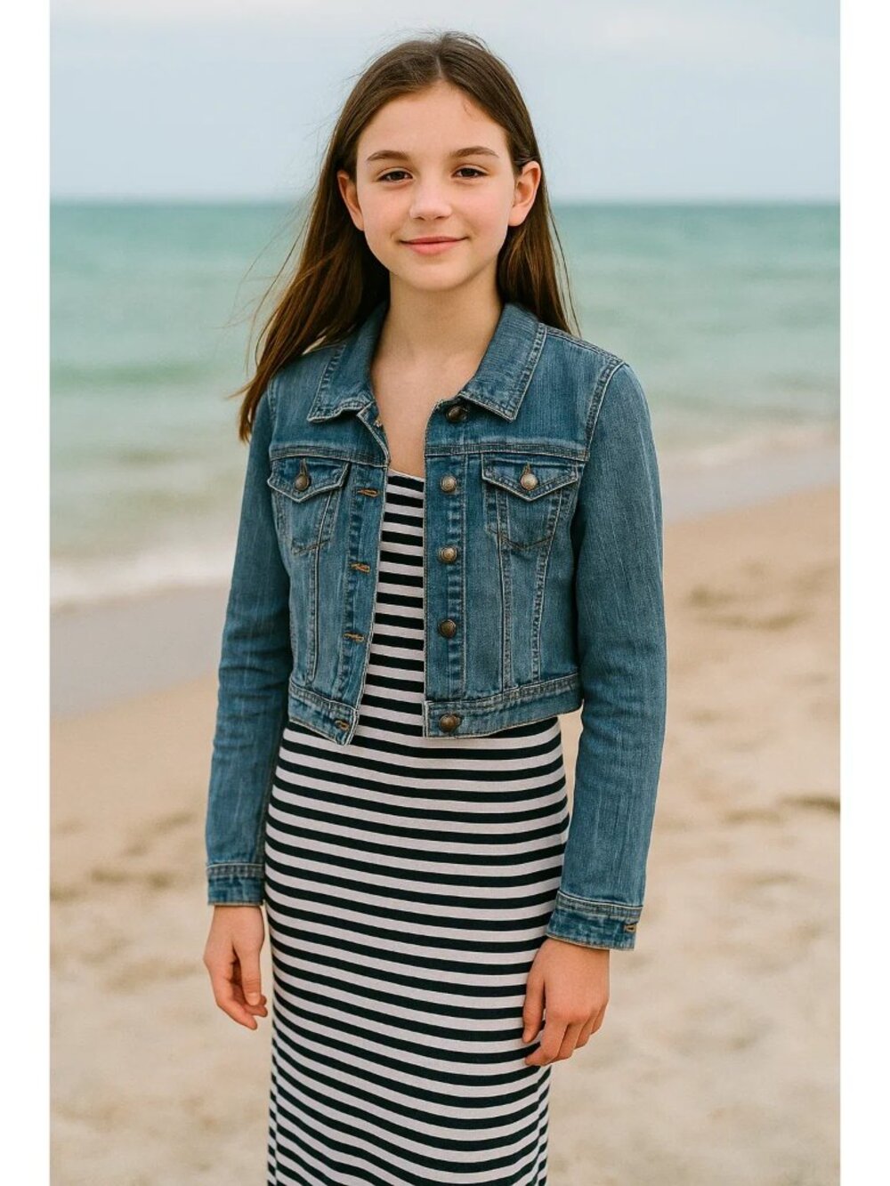 Love & Republic Cropped Denim Jean Jacket Youth Girls Large Blue Casual Classic